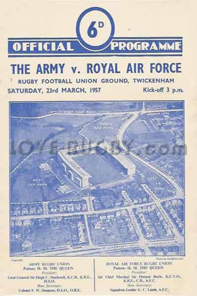 1957 Army (UK) v RAF  Rugby Programme